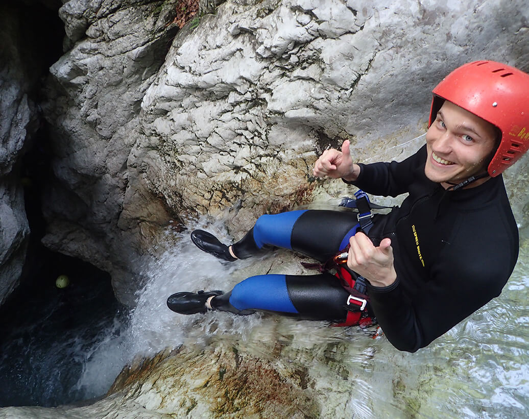 Canyoning Bovec, Slovenia | Sliding in to a cave | Highlight of Sušec canyon